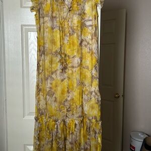 Zimmermann Yellow and Brown Floral Maxi Dress